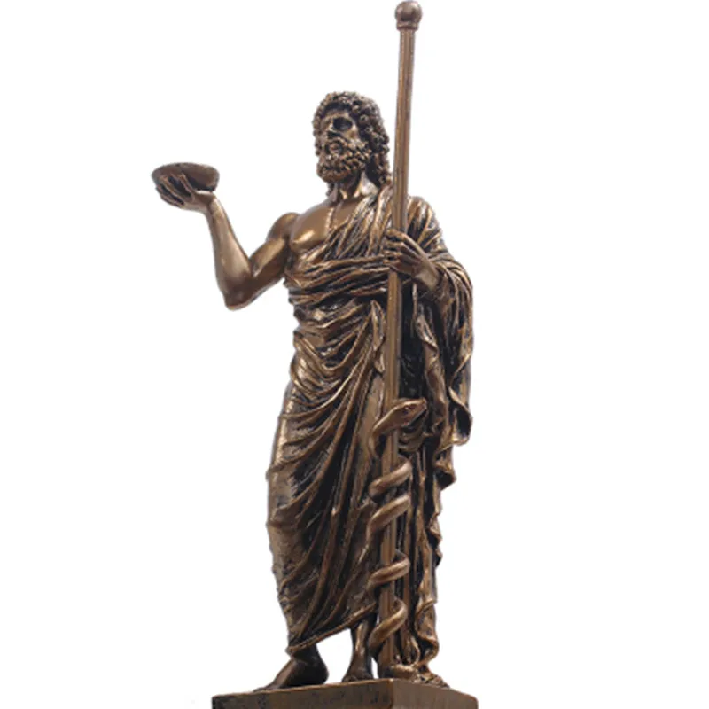 

GREEK MYTHOLOGY ASCLEPIUS AESCULAPIUS RESIN ART&CRAFT RETRO STATUE CREATIVE MYTHOLOGICAL FIGURE HOME DECOR A562