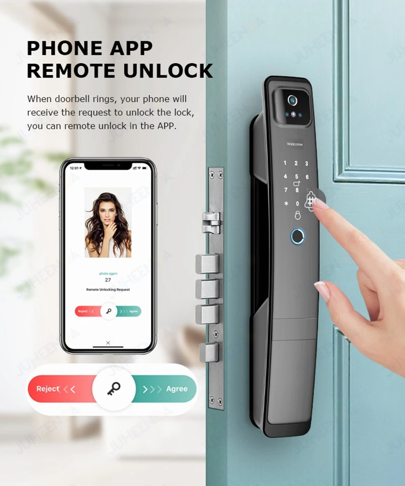 TUYA WIFI 3D Face Recognition Lock with Camera DoorBell Fingerprint Magnetic Card Digital Password Fully Automatic Smart Lock