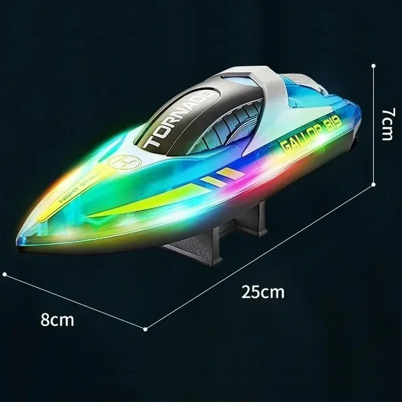 HXJ HJ819 RC Boat 2.4G Speedboat Led Light Waterproof Double Motor Radio Controlled Ship High Speed Summer Outdooer Water Toys