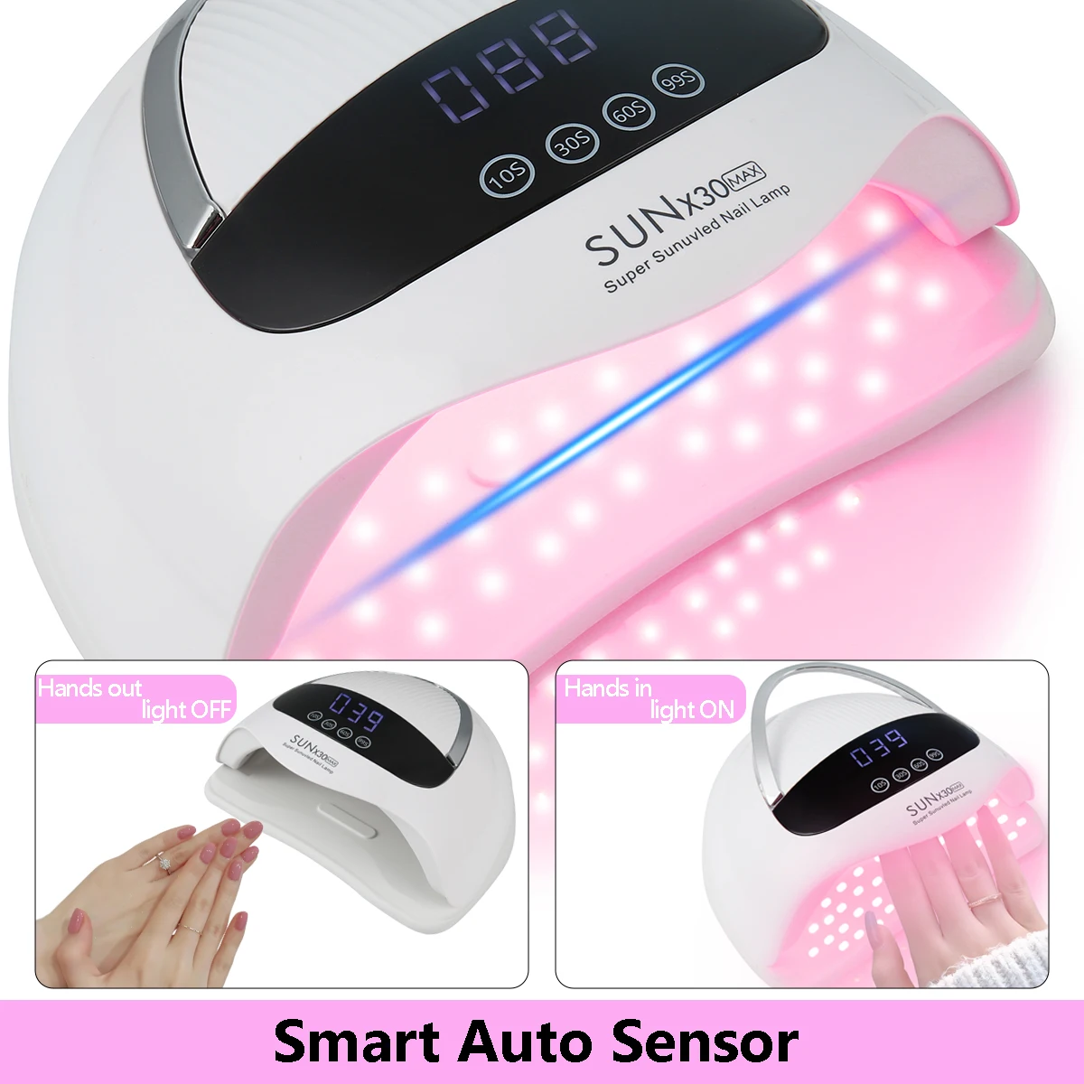 جديد المهنية 90 حبيبات مصباح مستديرة متفاوتة الأحجام الأشعة فوق البنفسجية/LED مجفف الأظافر مع شاشة عرض ، 4 أنواع من الوقت أدوات علاج جل سريع للأظافر