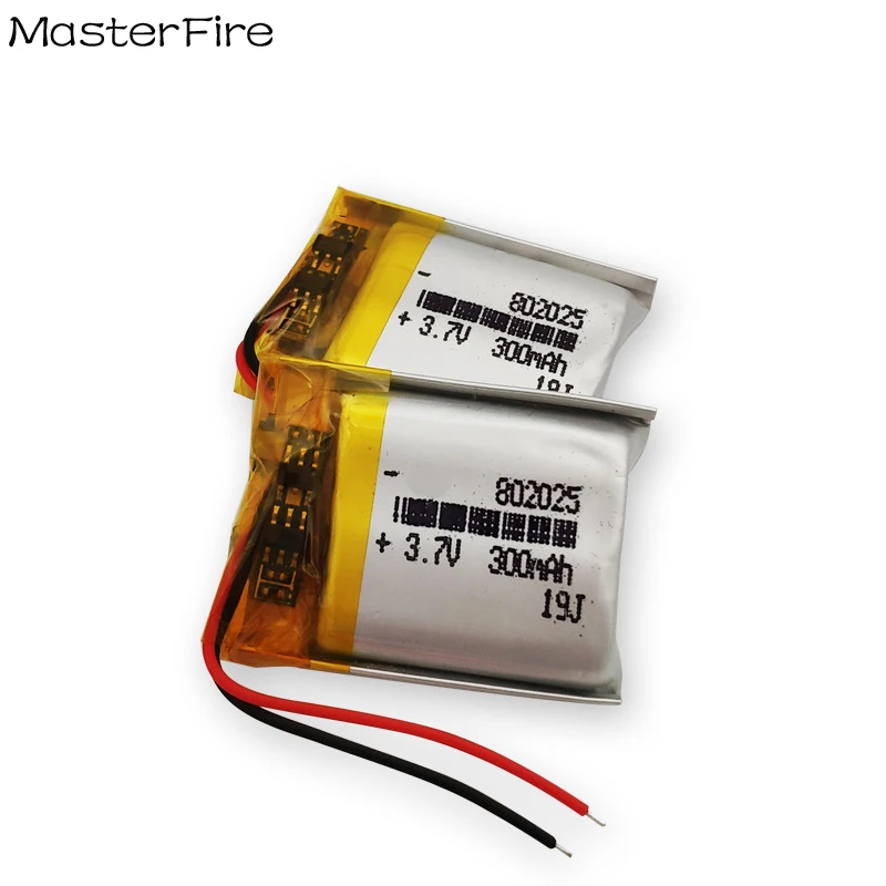 2x 3.7V 300mah Rechargeable Lithium Polymer Battery 802025 for Smart Watch Bluetooth Headset Electric Toy Tablet MID Batteries