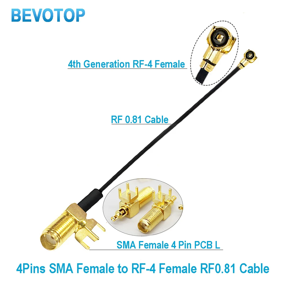 10Pcs/lot SMA to Jumper 4Pin PCB RP-SMA /SMA Female to MHF-4 Female RF0.81 Cable WIFI Antenna Extension Pigtail