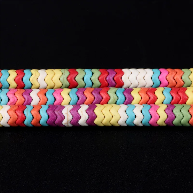 Colorful Turquoises Stone Beads Wave Shape Loose Spacer Bead For  Beadwork DIY Bracelet Earrings Accessories Bohemia Jewelry 15