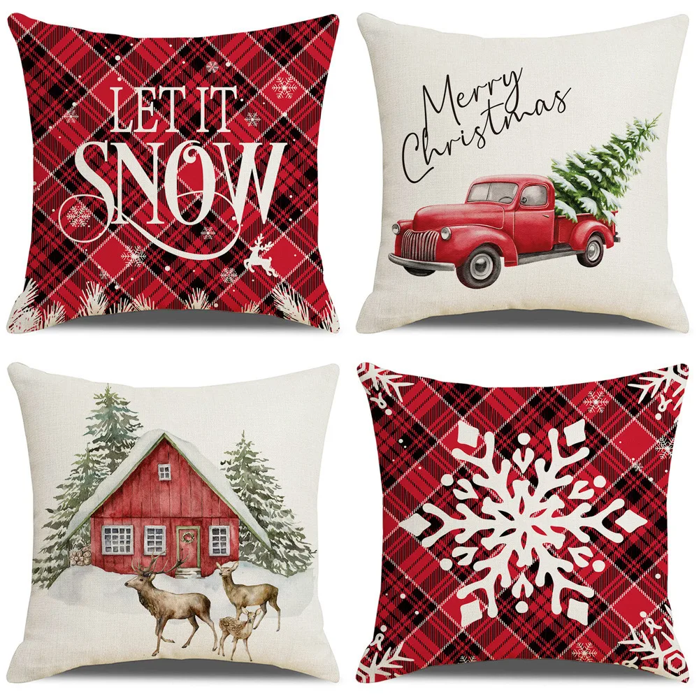 

Christmas Single-Sided Printed Home Pillowcase Linen Dustproof Durable Nap Pillow Cover Cozy Pillow Case for Adults Children