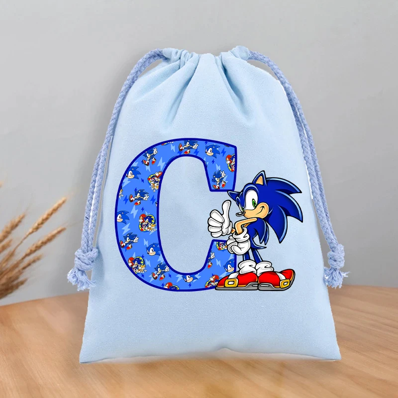 

Сумка на шнурке с буквами A-Z, детские аниме-фигурки Sonics, подарочные пакеты, сумка для подарков на день рождения мальчика, детский кошелек для монет, пенал