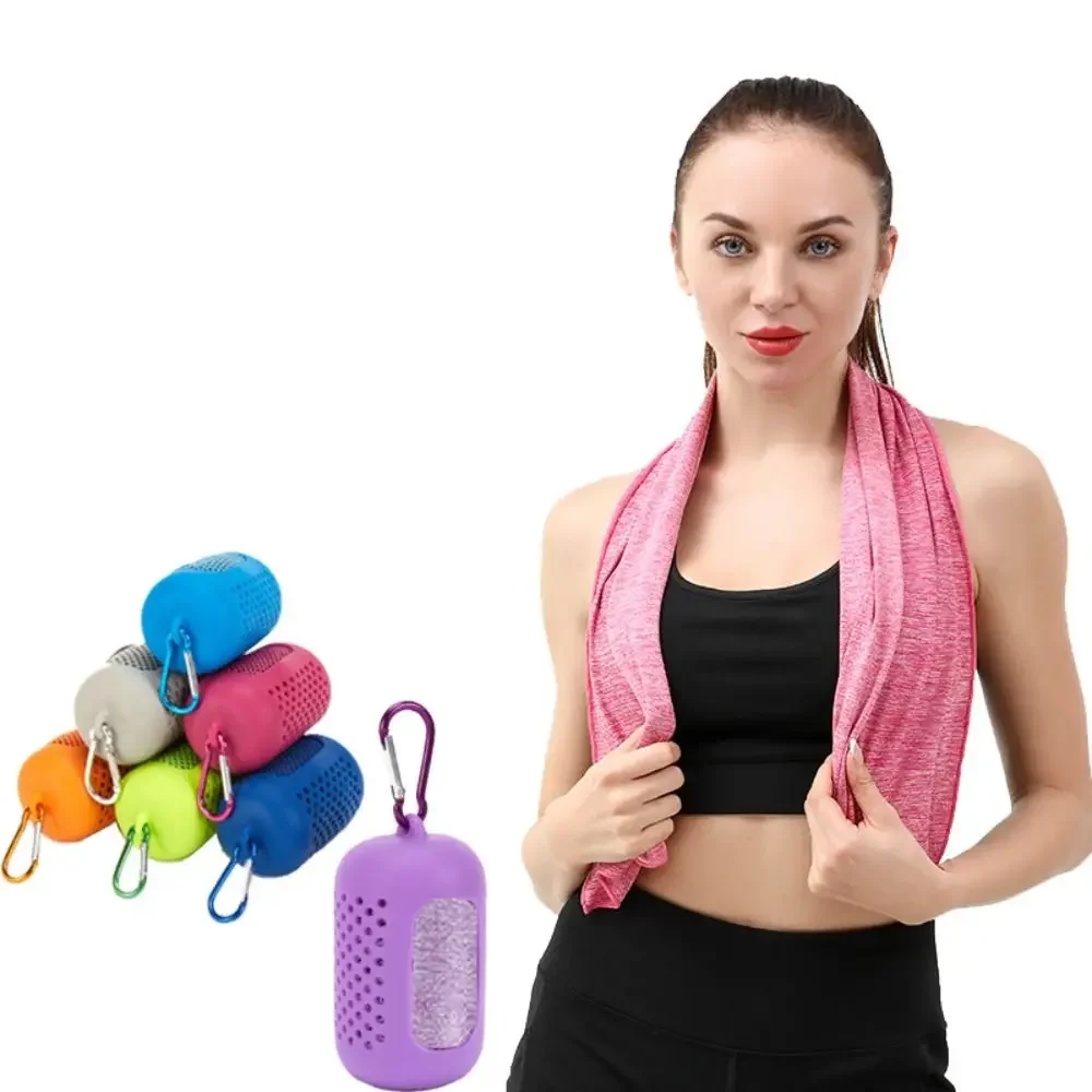 Cooling Towel with Portable Capsule Case Quick Dry Instant Cooling Sports Gym Running Fitness Travel Ice Towel for Men Women
