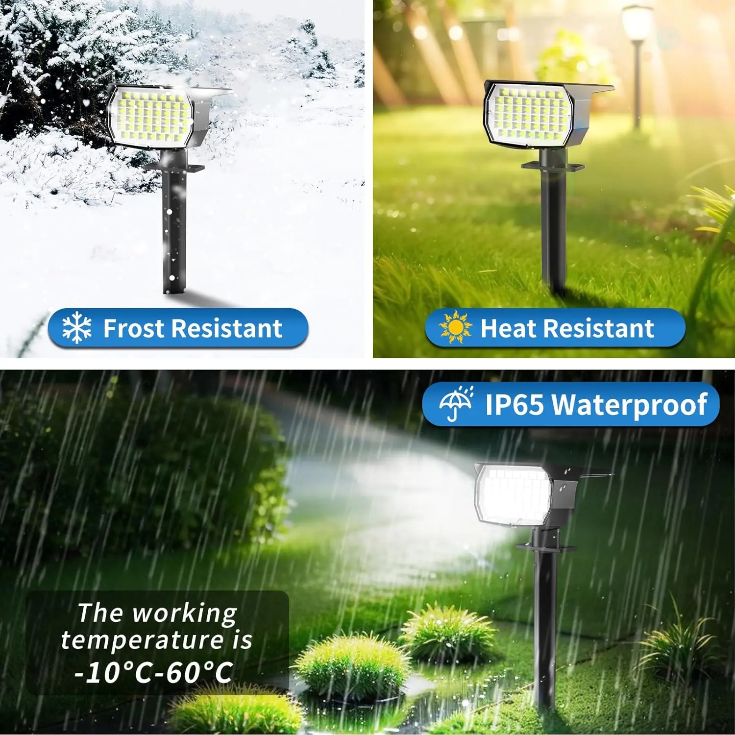 10 Pack Solar Spot Lights Outdoor, 46 LED with 3 Modes, Waterproof Landscape Lighting for Garden Pathway