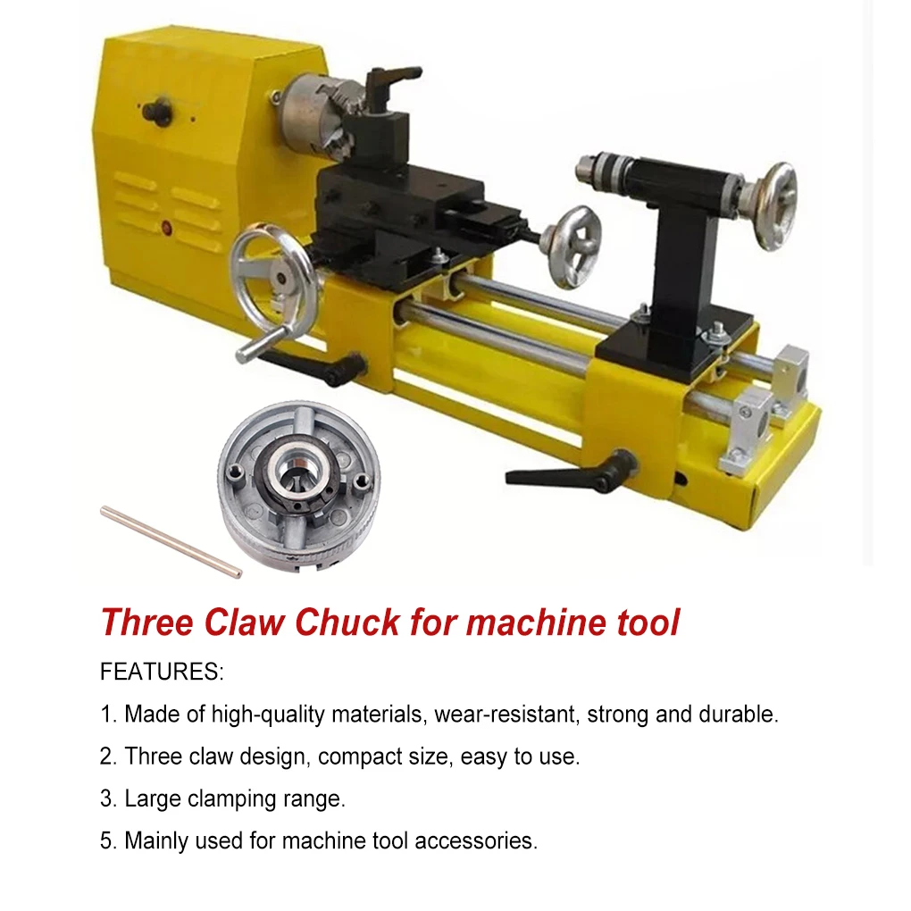 3 Jaws Manual Lathe Chucks Clamp Stainless Steel Portable Factory Industrial Hand Held Repairing Turning Tools