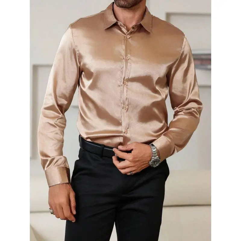 

Men's Long Sleeve Button Shirt 3D Printed Floral Pattern PU Leather Fitted Cleanfit Cuban Collar Inner Wear Summer Non-deform...
