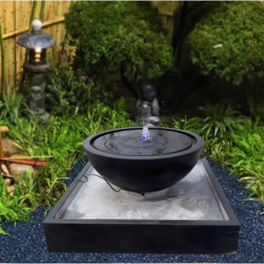 Stone carving water bowl fountain landscape outdoor stone spring