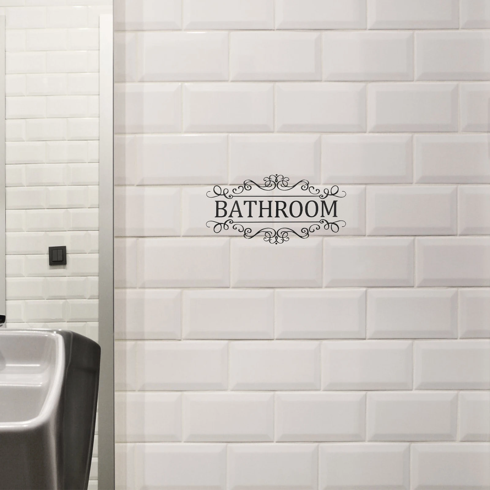 

4pcs Bathroom Toilet Sign Stickers Removable Waterproof Decor Wall Decal for Door Shower Room Wc Washroom Restroom