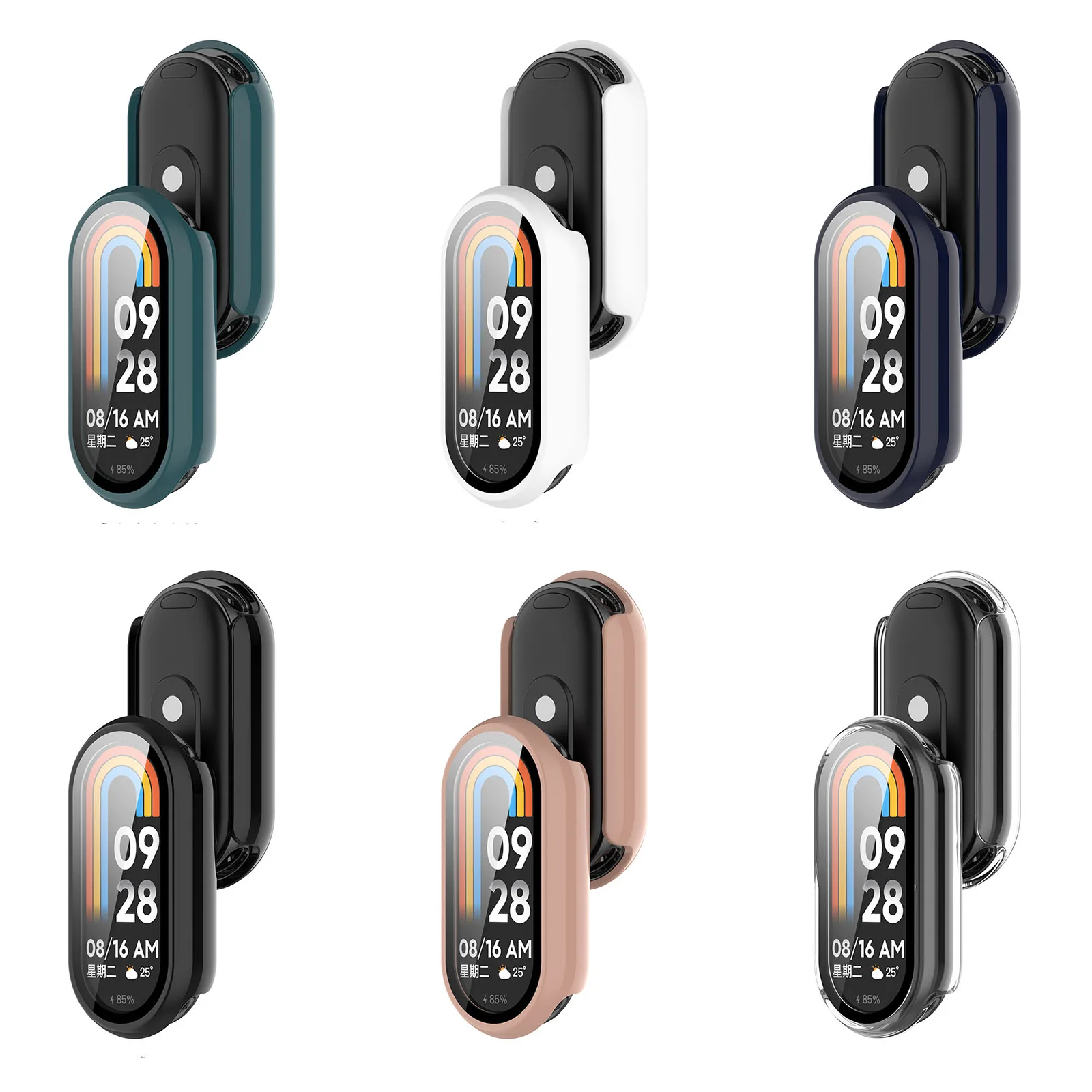 حافظة حماية زجاجية من البولي كربونات + لهاتف Xiaomi Mi Band 10 9 8 NFC غطاء حماية كامل للشاشة