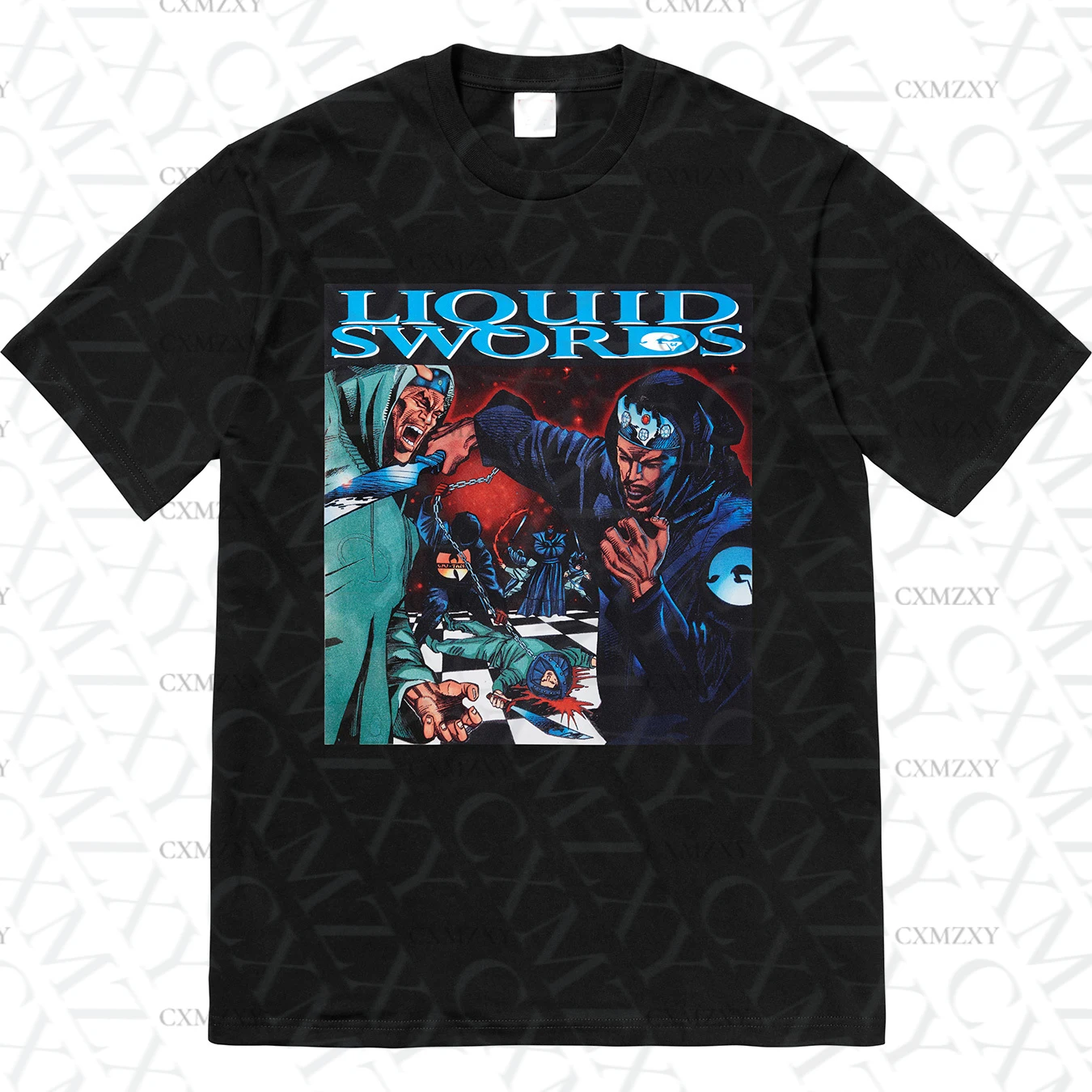 

18FW Liquid Swords Tee Wudang Rap Group GZA Short Sleeve T-shirt Base for Men and Women Fashion