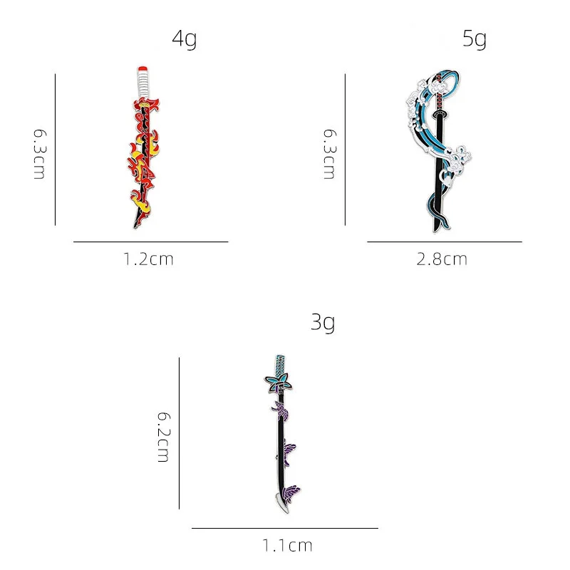 만화 애니메이션 니치린 검 테마 핀, 바다 파도 불 나비 뱀 패턴 사무라이 칼 에나멜 브로치, 팬덤 선물