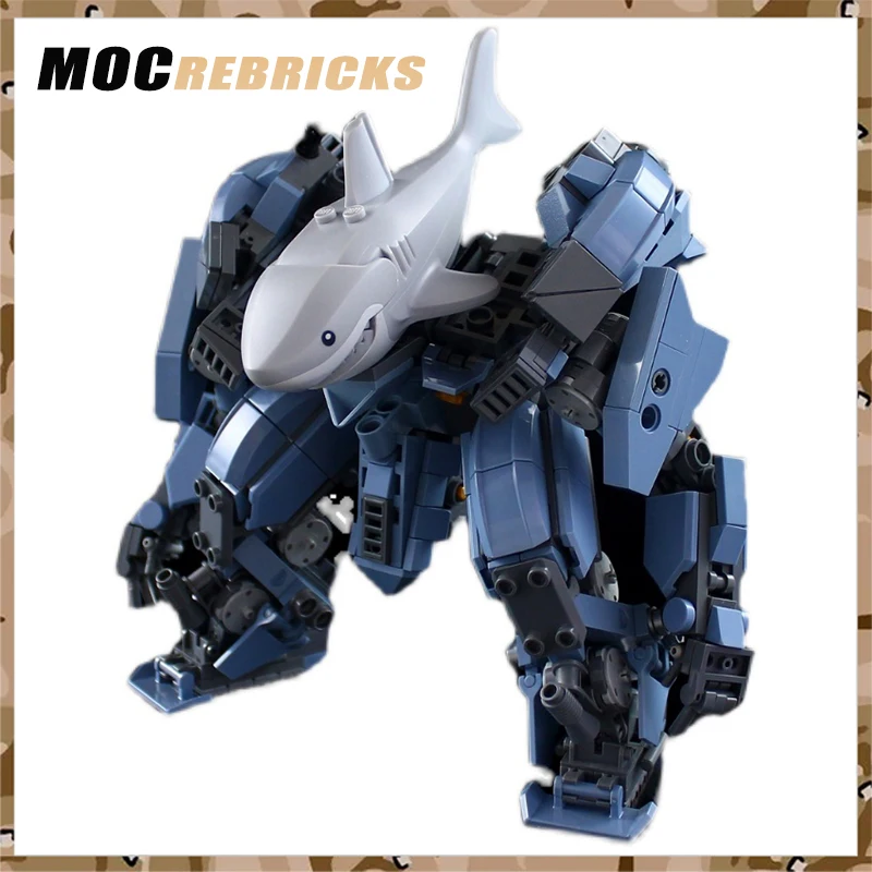 

Robot Building Blocks Shark MOC Mecha Suit for Ride Personnel Model Small Particle Boys Education Toys Brick Christmas Gifts