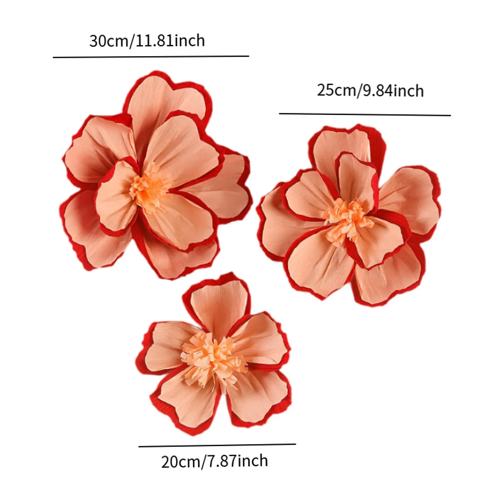 3x ดอกไม้กระดาษ Wall Decor DIY Crafting โครงการพื้นหลัง 3D งานแต่งงานตกแต่ง Crepe ดอกไม้กระดาษสําหรับเจ้าสาว