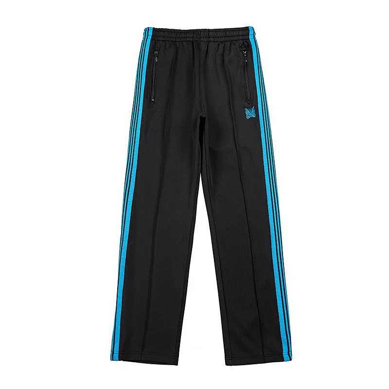 Arrival Blue Webbing Track Stripe Pants Butterfly Embroidery Black Trousers Zipper Men Women Oversize Street Sweatpants