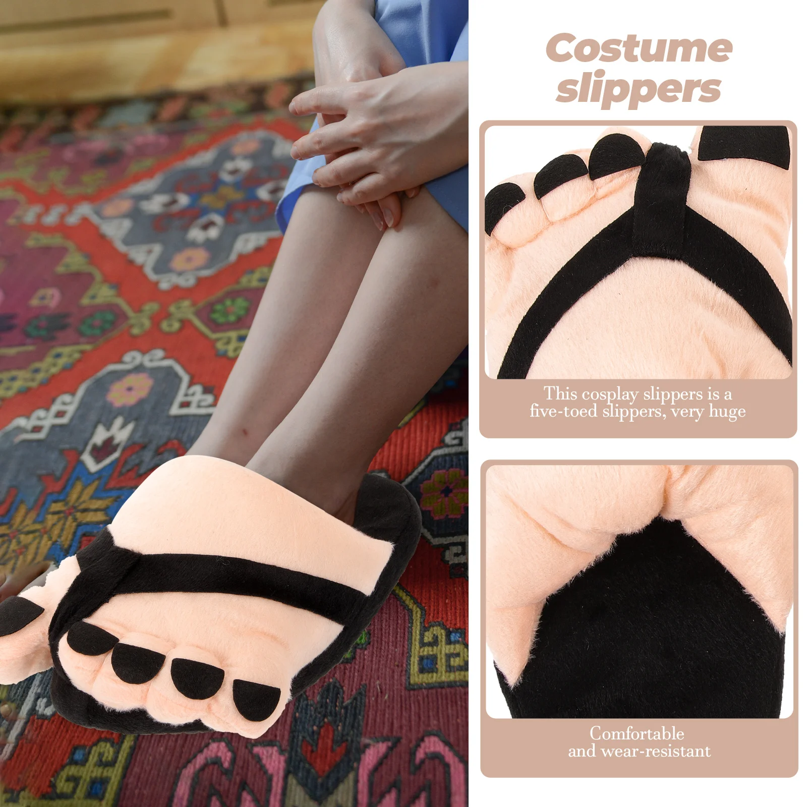 

Shoes 1 Pair Half Black Size 34-40 Funny Giant Slippers Halloween Party Supplies Costume Props Flat Shoes Women