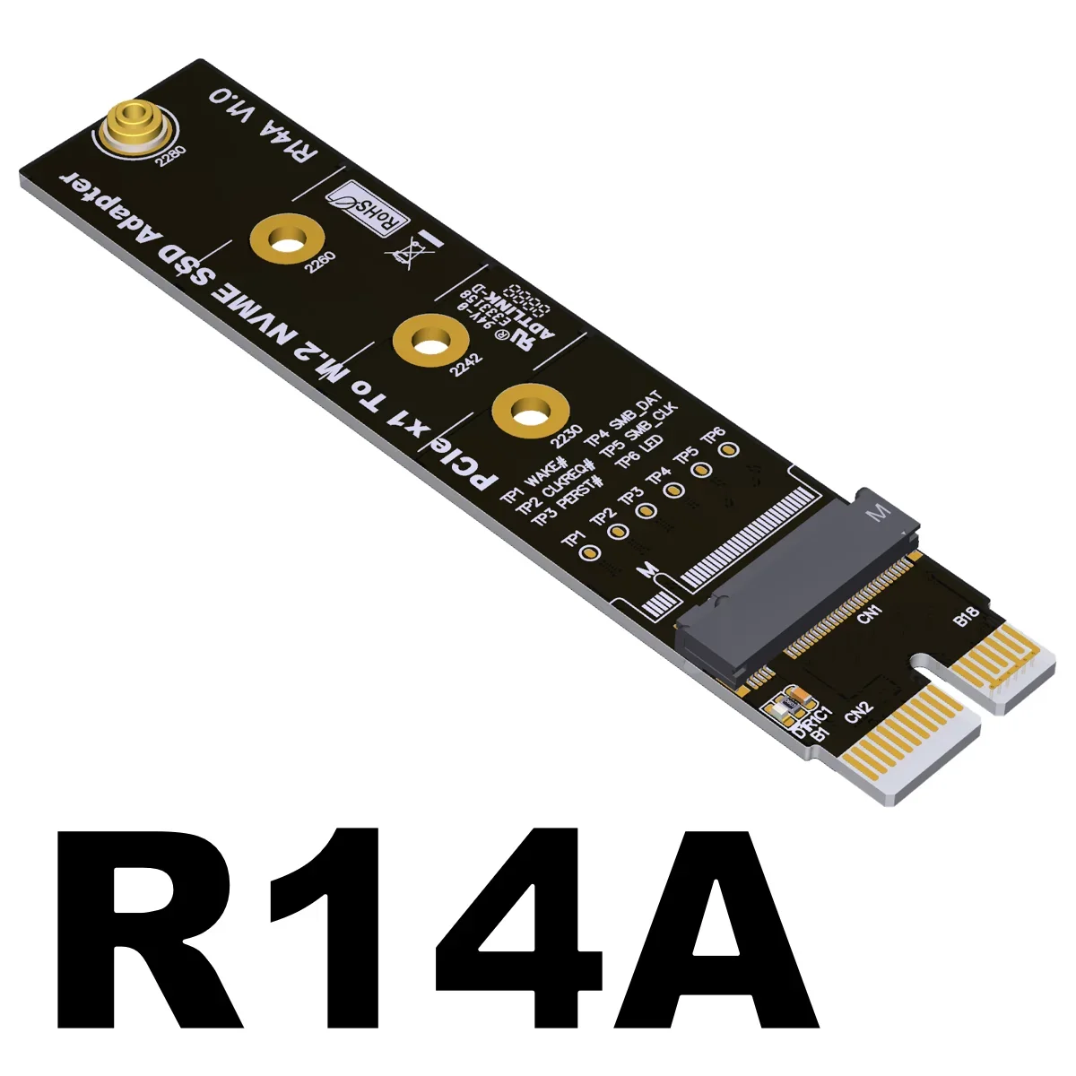 ADT PCIe 5.0 X1 To NVMe SSD High-speed Adapter Card, Computer DIY Support 5.0