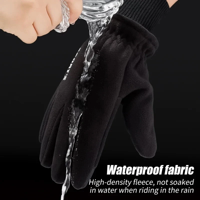 

Solid Color Fleece Winter Warm Gloves For Unisex Two Finger Touch Screen Anti Slip Outdoor Motorcycle Riding Wrist Tightening