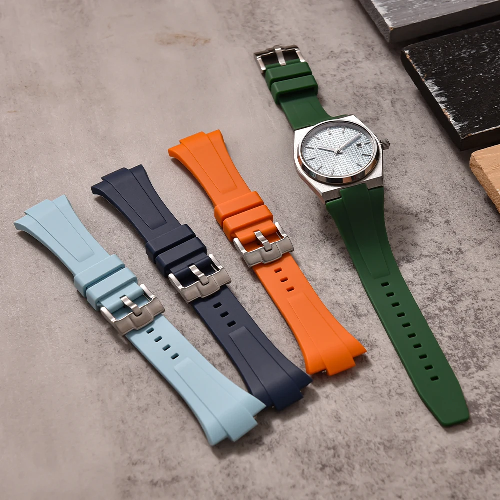 

12mm FKM Rubber Strap for Tissot PRX T137.407/T137.410 Super Player 40mm Men Quick Release Convex End Watch Band Bracelet