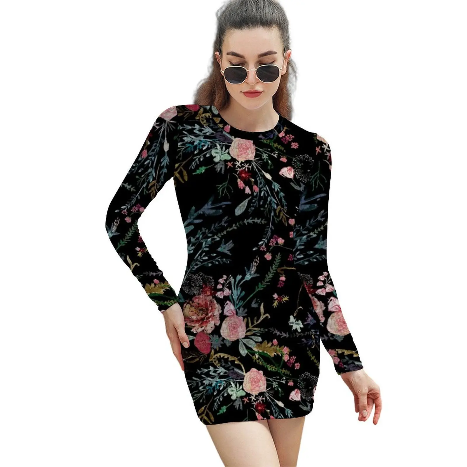 

Midnight Floral Long-Sleeved Sheath Dress summer outfits for women 2024 Summer dresses for women