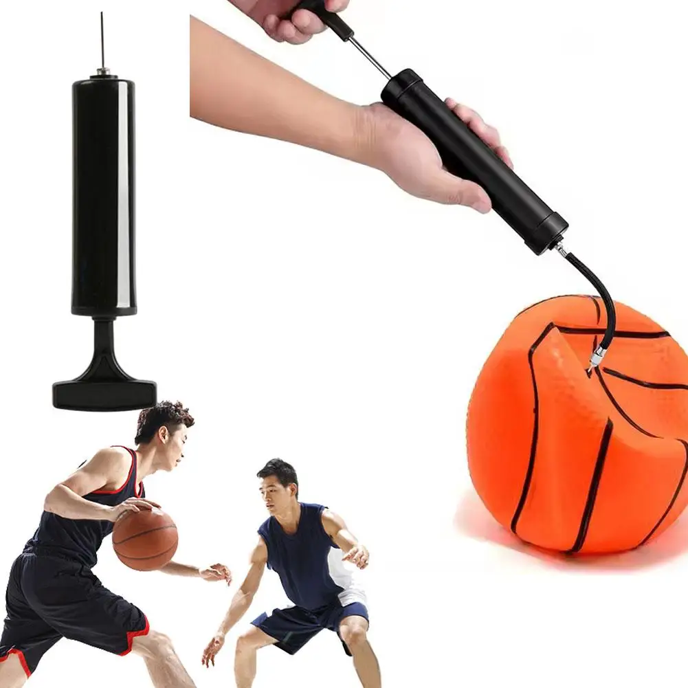 Pompa Tangan Inflator Pompa Basket Portabel dengan Pompa Jarum Pengembang Udara Nosel Pompa Udara Dorong Bola Voli Udara I3Z9