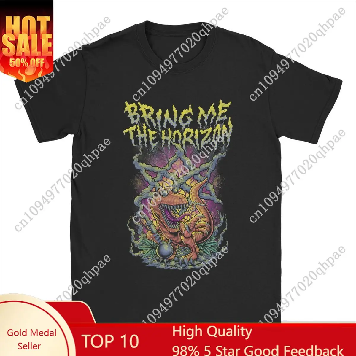 

Bring Me The Horizons Rock Men's T Shirt Gothic Metal Band Fashion Tee Short Sleeve Crew Neck T-Shirts Cotton Plus Size Clothing