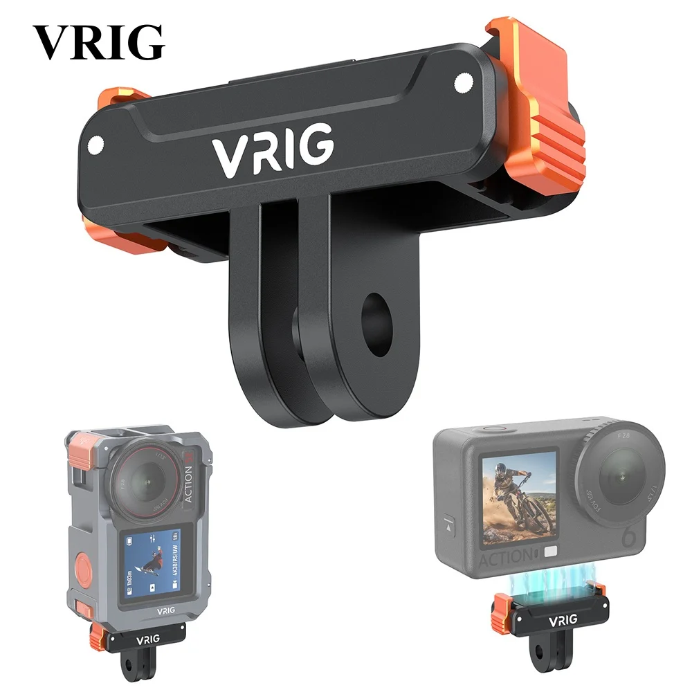 

VRIG Magnetic Mount Adapter for DJI Action 6/5 Pro/4/3/ Osmo Nano 360 Action Camera Quick Release Two Prong Base 1/4 for Tripod