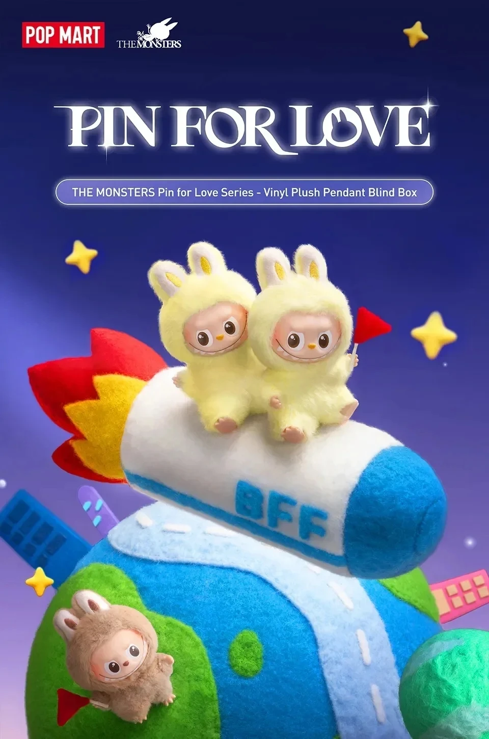 POP MART ラブブ ザ・モンスターズ ピンフォーラブシリーズ-ブラインドボックス グルーエラスティックプラッシュペンダント 可動フィギュア コレクターズトイ ギフト