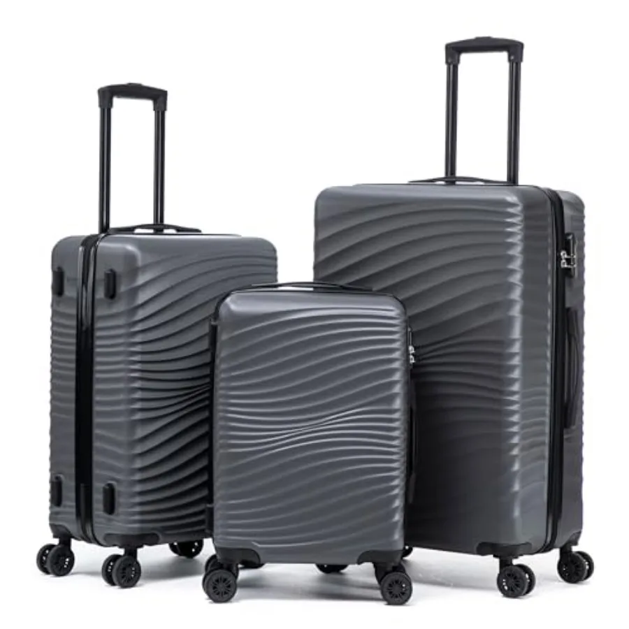 

Rosamo 3 Piece ABS Hardside Luggage Set with Spinner Wheels for Air Travel Lightweight Carry On Suitcase in Black 14x8x9 Inch H