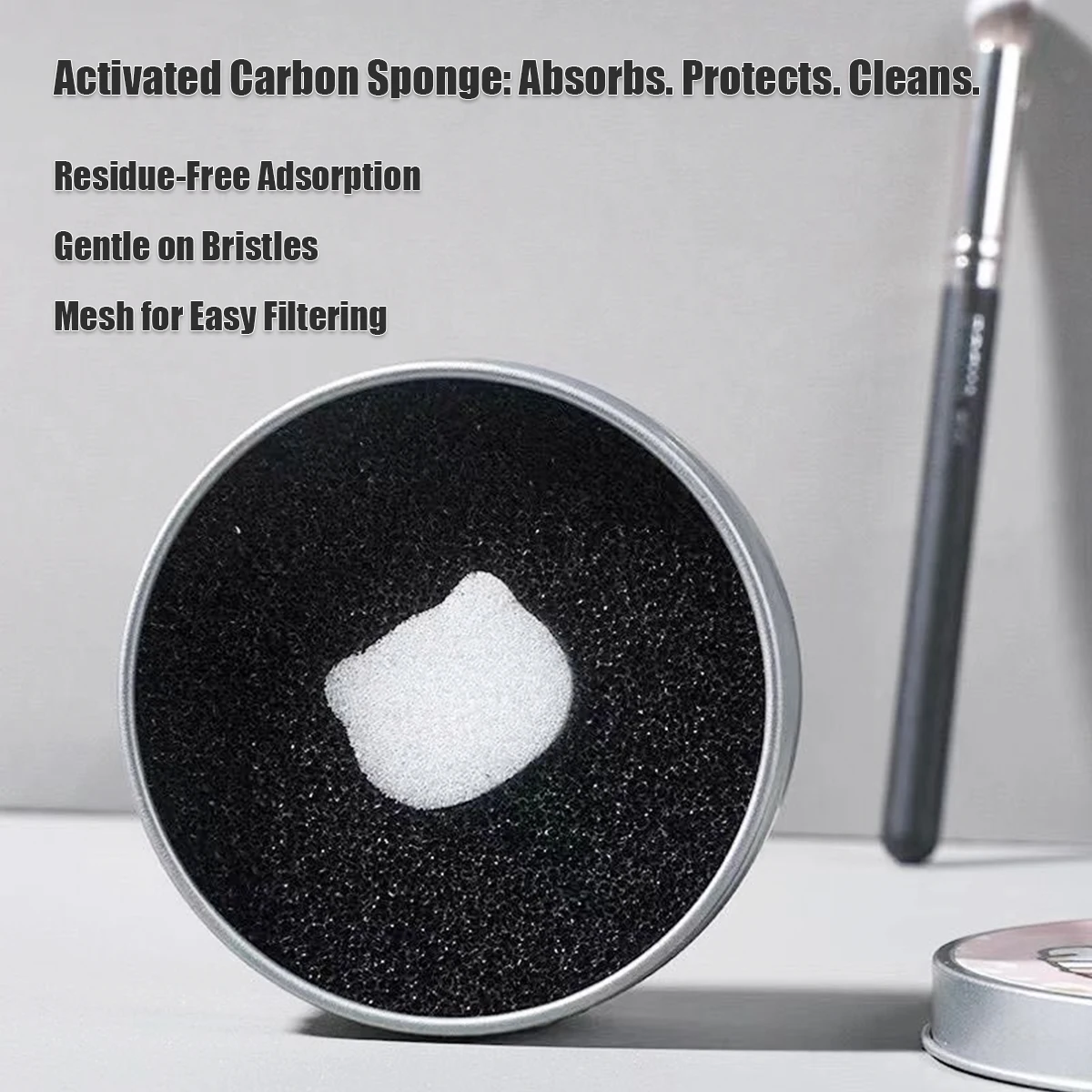 Portable Makeup Brush Cleaner Set 1 Box + 4 Refills with Sponge Dry Cleaning Case for Quick Removal of Residual Powder