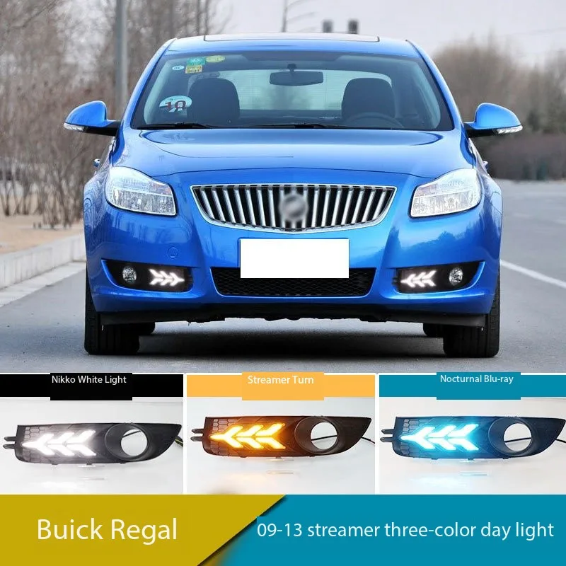 Car Modified LED DRL Daytime Running Light With Yellow Turning Signal Fog Lamp For  Buick Regal 2009-2013