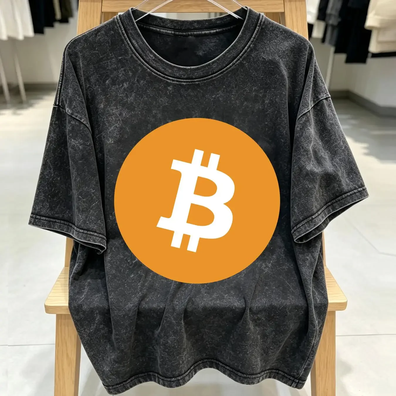 washed T Shirt Bitcoin BTC Crypto Altcoin cryptocurrency blockchain To the Moon Hodl long or short sleeves vintage Washed Soft