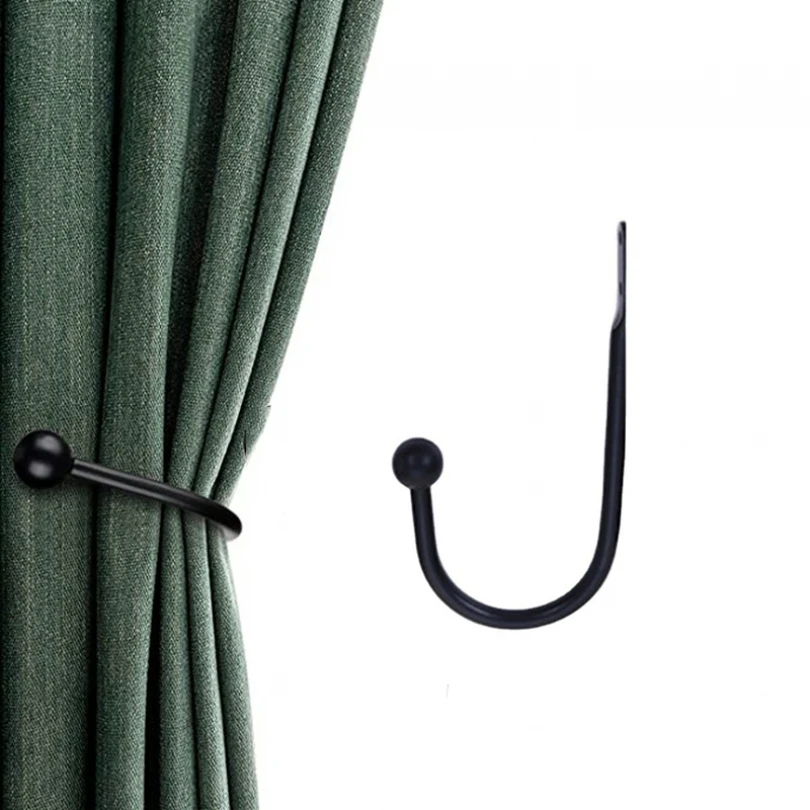 6.3 Inch Aluminum Alloy Black Wall Mounted Curtain Hook Heavy Duty Hanging Hook for Fabric  Curtains