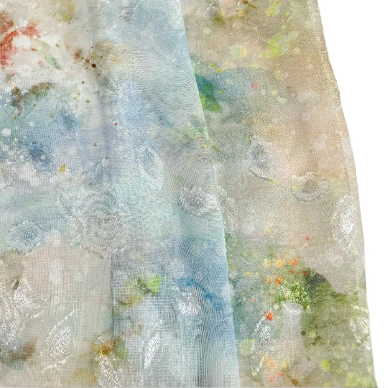 

Rose Floral Print Jacquard Tulle Fabric Watercolor French Vintage Fabric Lace Nigerian Fabric for Cheongsam Dress DIY Sewing