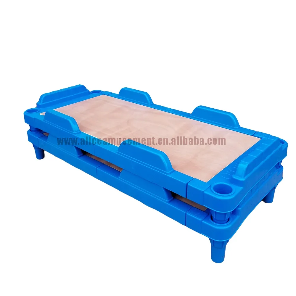 2026 Good Quality Kindergarten Furniture Plastic Children's Bed Children's Single Bed Solid Color Optional Kid's Bed School Furn