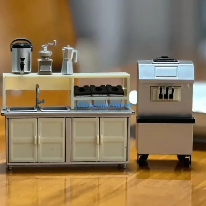 

090B 5Pcs Miniature Cafe Shop Model Figure Kits With Detailed Miniaturized Convenience Store Props For Doll House Enthusiasts