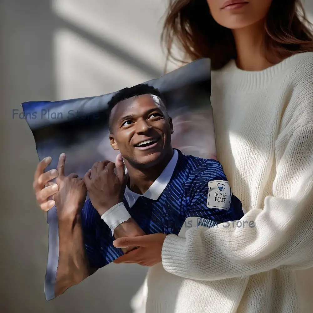 M-Mbappe Football Pillow Case Square Double-Sided Printing Short Plush Sofa Cushion Cover Bedroom Office Sofa Gifes