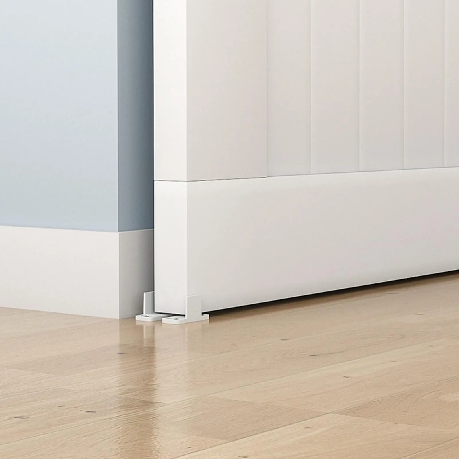 2 Pieces Sliding Barn Bottom Track Guide White , Easy to Install, Floor Mount Stopper Part for Wooden Door Closet