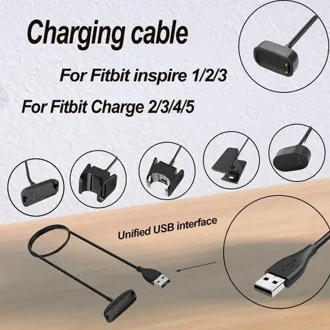 Para Fitbit Charge 2/ 3/ 4/ 5/ 6, Cable cargador Fitbit inspire 1/ 2/3, Cable de carga USB de repuesto con adaptador de base