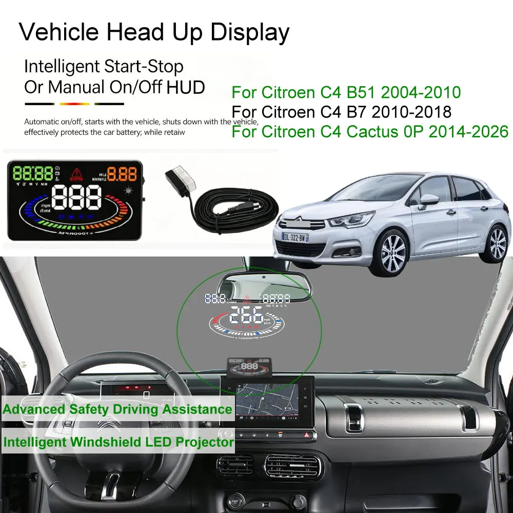 Car HUD Head Up Display For Citroen C4 B51 2004-2010 B7 2011-2018 Cactus 0P 2014-2026 Auto Electronics Accessories