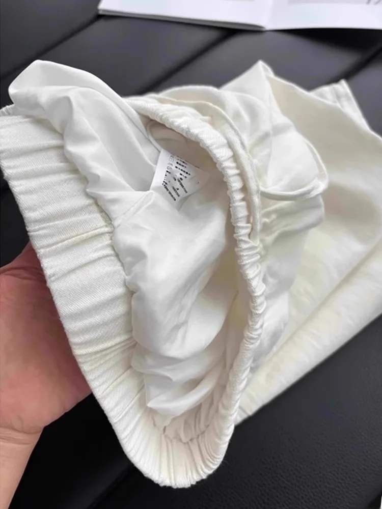 

White Linen Qui Dry Summer Thin Breathable Wide Leg Pants Lazy Loose Feel Cotton Linen Straight Leg Pants