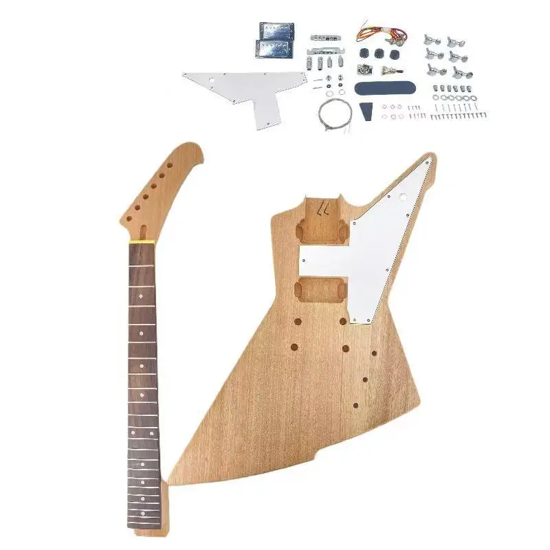 Modified and assembled peach blossom core electric guitar body neck set white stubble work in progress