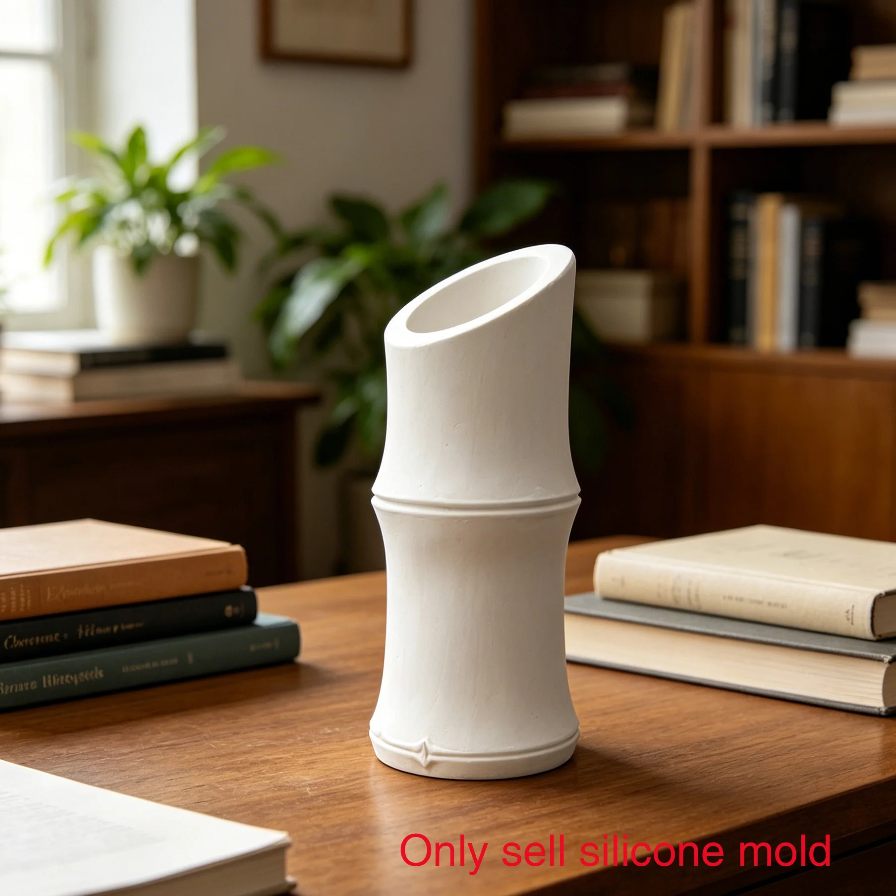 Minimalist Slanted Bamboo Silicone Mold Handmade Gypsum Flower Vase Pen Holder Casting Mould DIY Cement Desktop Ornament Craft