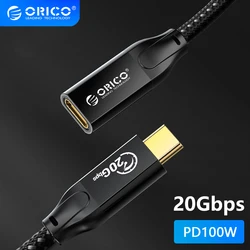 ORICO USB C Extension Cable Fast Charge 100W 20Gbps Data Transfer HD 4K @60Hz Braided Type C Extender Cord Male to Female Wire