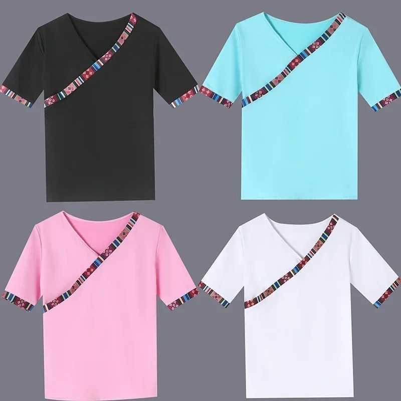 伝統的な国家チベットダンス民族衣装モン族の服フォークダンスの摩耗チベットパフォーマンスモンゴルダンストップス