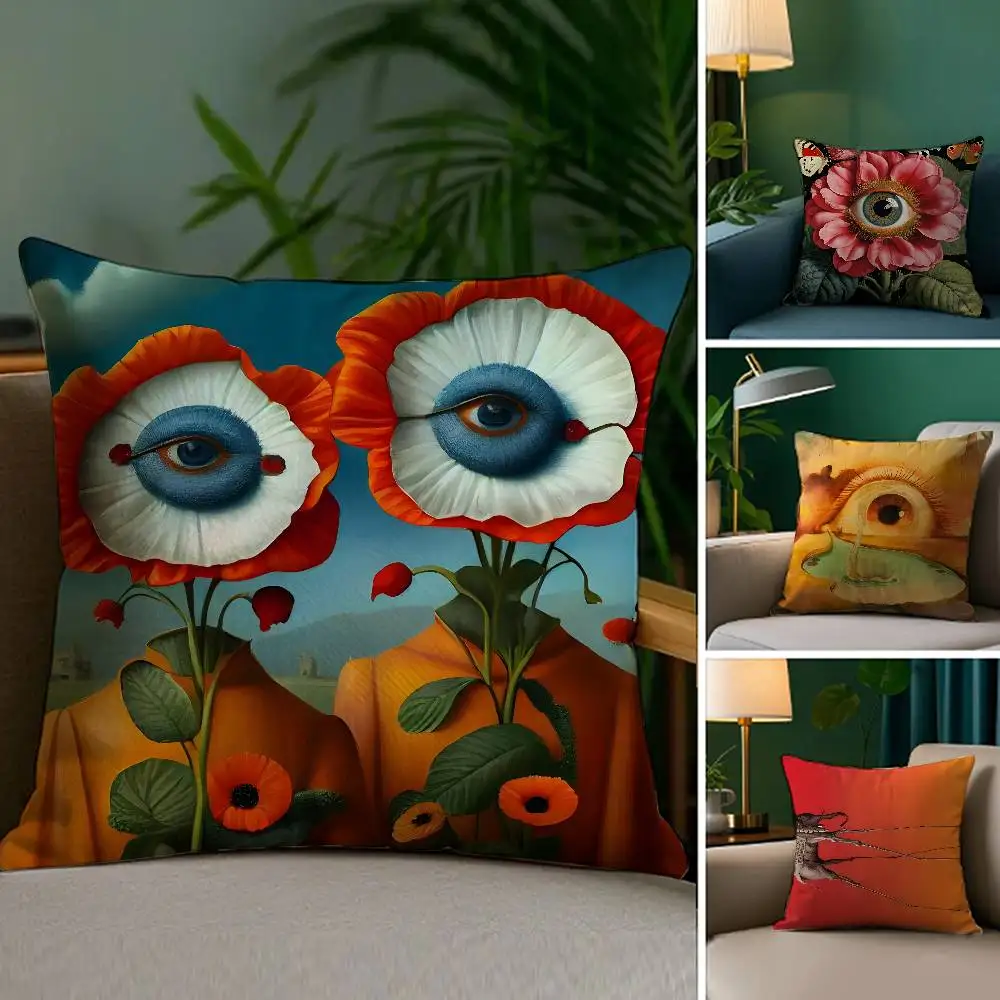 Funda de almohada con diseño de ilustraciones surrealismo de Salvador Dalí, sofá cama con cremallera Invisible antipolvo