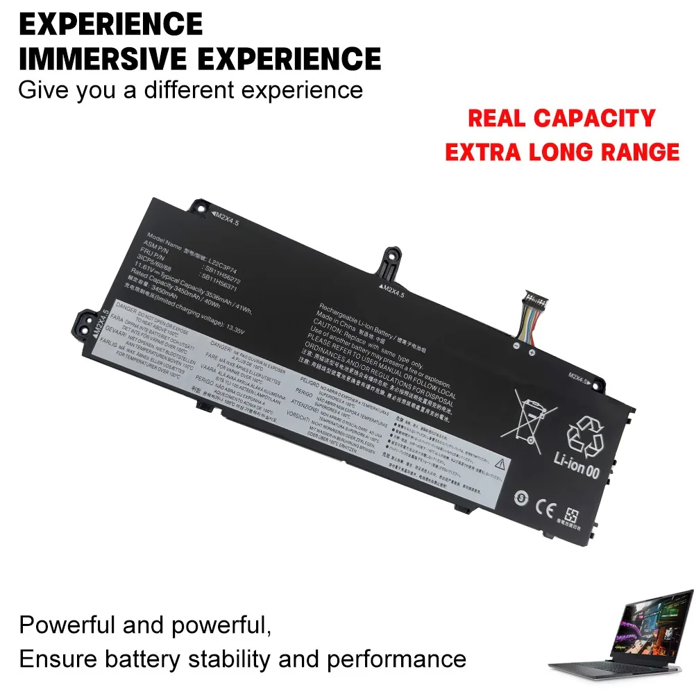 New L22C3P74 11.61V 41Wh 3450mAh Laptop Battery for Lenovo X13 Gen 4 21EX/X13 2‑in‑1 Gen 5（X13 Yoga Gen 4）21EY