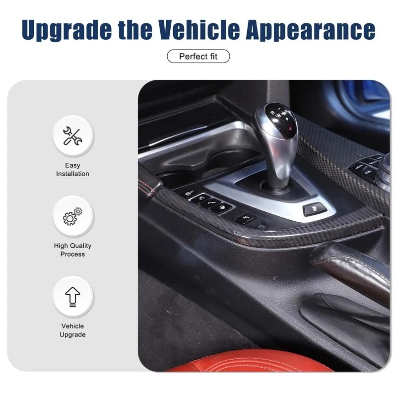 For BMW F80 F82 F83 M3 M4 14-18 Real Carbon Fiber Car Gear Shift Side L Shape Strips Panel Trim Interior Accessories LHD 4